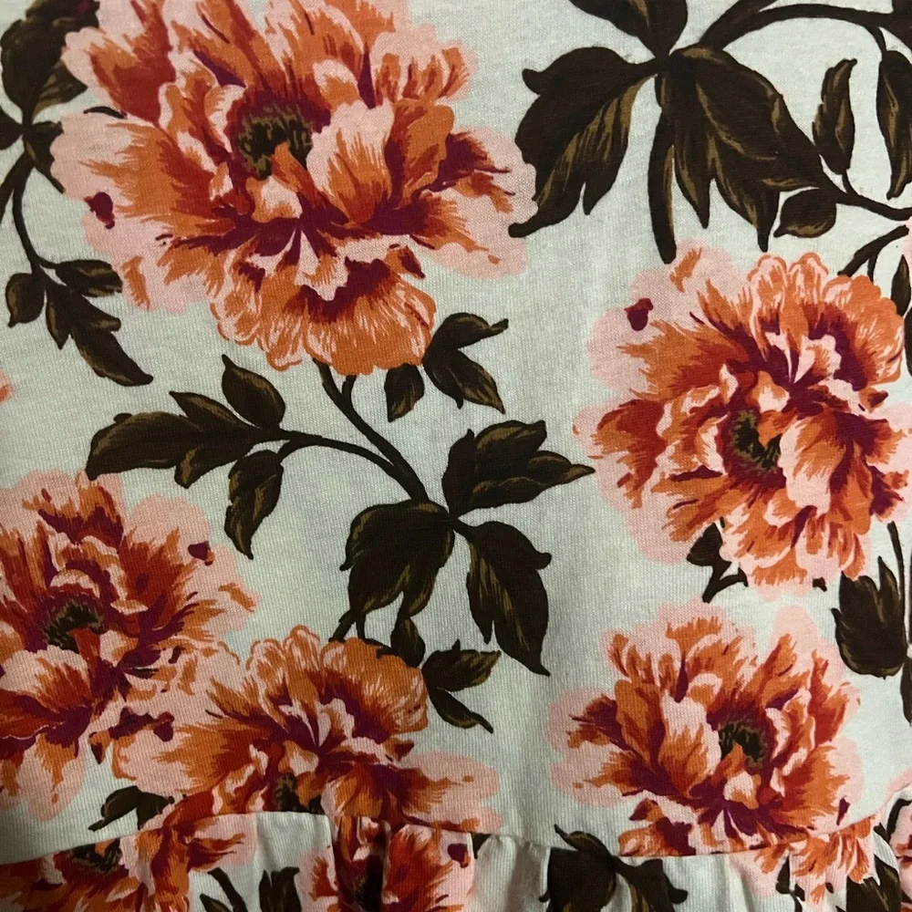 OLD NAVY Classic Fall Floral Swing Dress Orange Cream Brown Girl's Size XL *NWT*